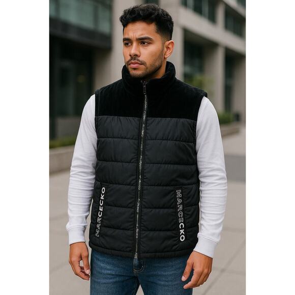 Marc Ecko Cut & Sew Other - Marc Ecko Cut & Sew Black Quilted Puffer Vest Men’s Small S Zip Up Logo Pockets